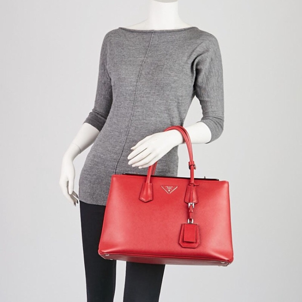 Prada Saffiano Cuir Large Double Bag - Picture 2 of 5
